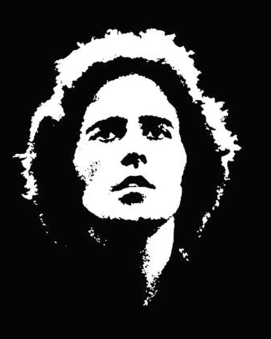 Gilbert O'Sullivan in a white-on-black stencil portrait - the official event image